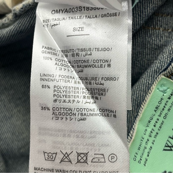 Off-White Distressed Paint Splattered Diagonal Stripe Blue Denim Jeans Mens 30 - Picture 6 of 15